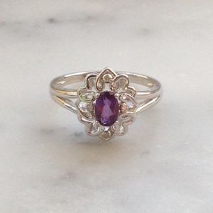 Genuine Diamond Amethyst Ring